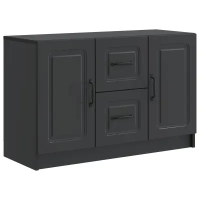 vidaXL Strani šal s predalom Črna 89 x 34,5 x 57 cm Inženirski les