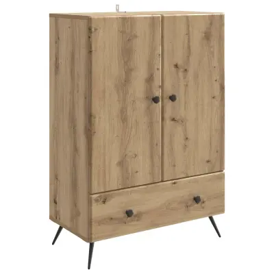 vidaXL Strani šal Artisan hrast 66 x 34,5 x 95 cm Inženirski les