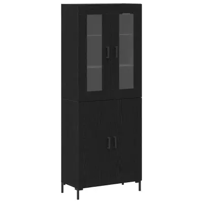 vidaXL Visok predalnik 2 pcs Črni hrast 69,5 x 34 x 180 cm