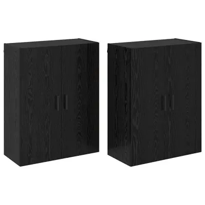 vidaXL Omara za steno 2 pcs Črna Orehovina 69,5 x 34 x 90 cm