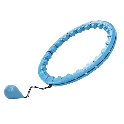 Hula hoop z utežjo, 24 elementov, zložljiv, s špičkami za kardio in fitnes vadbo, modre barve.