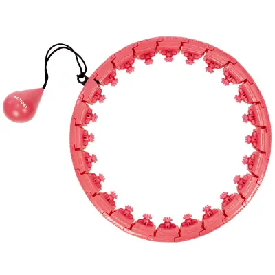 Hula hoop za kardio, telovadna oprema za vadbo z utežjo in masažnimi izboklinami, rdeče barve.