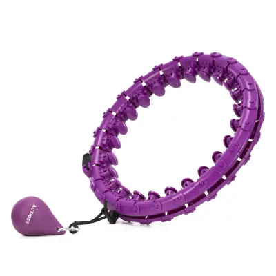 Hula hoop za kardio, telovadna oprema za vadbo z utežjo in masažnimi izboklinami, vijolična.