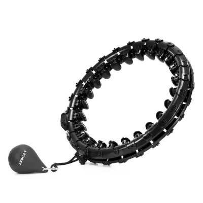 Hula hoop za kardio, telovadna oprema za vadbo z utežjo in masažnimi izboklinami, črna barva.