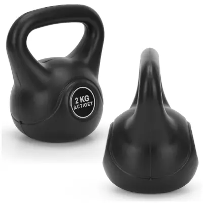 Kettlebell 2 kg, ABS, utež za vadbo, ročka za trening, črna barva.