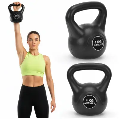 Kettlebell 4 kg ABS, utež za vadbo moči, ročka za trening, črna barva.