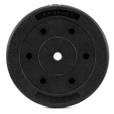 Bitumenska utež 20 kg, kompozitni disk za vzvodno palico (premer 29 mm), disk za ročke.