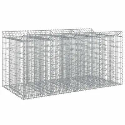 vidaXL Gabionska dvignjena postelja 2 pcs Srebrna