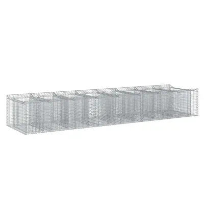 vidaXL Gabionska dvignjena postelja 3 pcs Srebrna