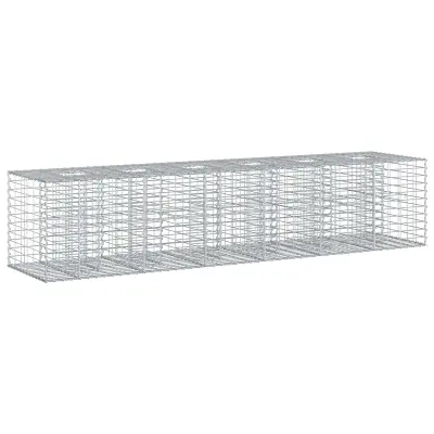 vidaXL Gabionska dvignjena postelja 2 pcs srebrna 260 x 60 x 55 cm