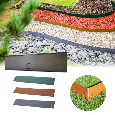 Kovinske robove za trato 13,5x120 cm rjava  Okvir za gredice  Trajne in stabilne