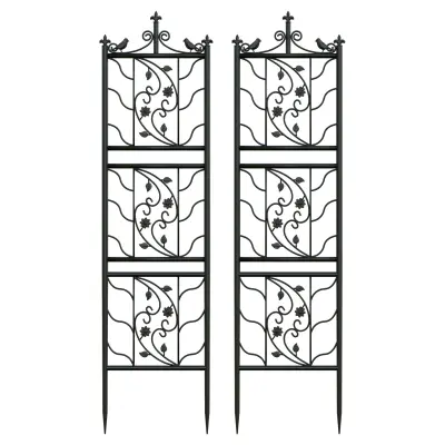 Metalni vrtnarski trellis, eleganten dizajn, trdna železna konstrukcija, črna