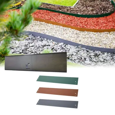 Kovinske robove za travo 120 cm dolge višina 13,5 cm siva 10 kosov