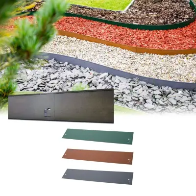 Kovinske robove za travo in grede, modularne, višina 13,5-18,5 cm, dolžina 120 cm, siva