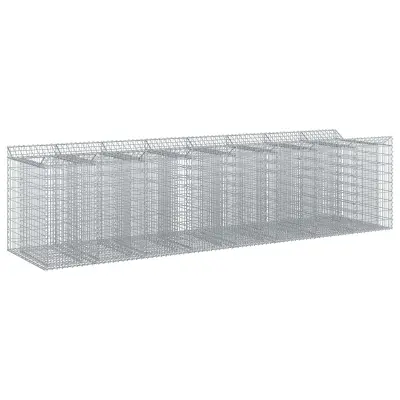 vidaXL Gabionska dvignjena postelja 4 pcs Srebrna