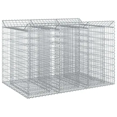 vidaXL Gabionska dvignjena postelja 2 pcs Srebrna