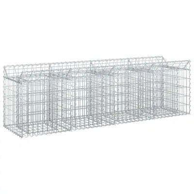 vidaXL Gabionska dvignjena postelja Srebrna