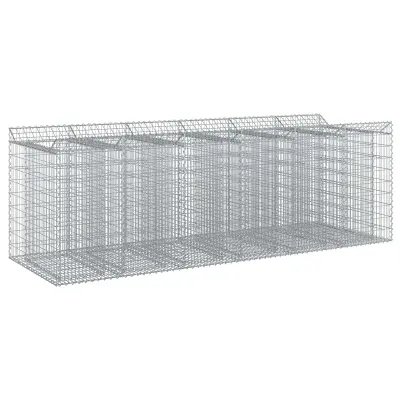 vidaXL Gabionska dvignjena postelja 3 pcs Srebrna