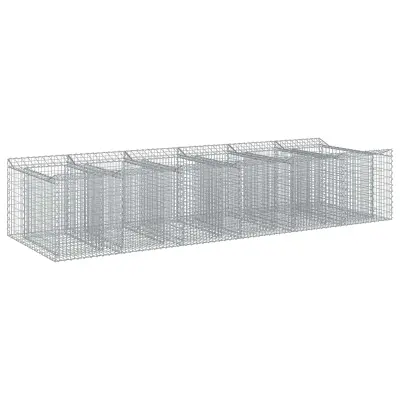 vidaXL Gabionska dvignjena postelja 2 pcs Srebrna