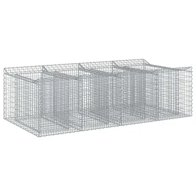 vidaXL Gabionska dvignjena postelja 2 pcs Srebrna