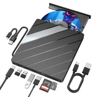 Zunanji optični pogon z USB razdelilnikom (CD/DVD bralnik in zapisovalnik), prenosni večnamenski | LAPDISC
