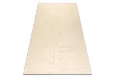 Volnena preproga TEXTURA 488.21.LA100 OSTA - Linije, geometrijski okvir, strukturna krem 160x230 cm