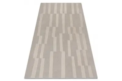 Volnena preproga TEXTURA 488.17.LA110 OSTA - Geometrijski, strukturna siva / bež 120x170 cm