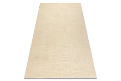 Volnena preproga TEXTURA 488.20.LA100 OSTA - Linije, geometrijski okvir, strukturna krem 135x200 cm
