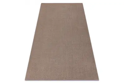 Volnena preproga TEXTURA 488.20.LA600 OSTA - Linije, geometrijski okvir, strukturna rjava 240x340 cm