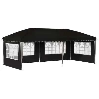 vidaXL Zložljivi šotor za zabave 575 x 289 x 245 cm Črna
