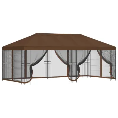 vidaXL Paviljon s stenami 6 x 3 m Rjava Poliester in jeklo 190