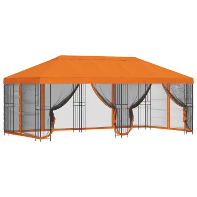 vidaXL Paviljon s stenami 6 x 3 m Oranžna Poliester in jeklo 190