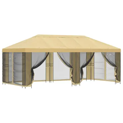 vidaXL Paviljon s stenami 6 x 3 m Krem Poliester in jeklo 190