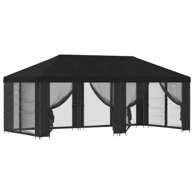 vidaXL Paviljon s stenami 6 x 3 m Črna Poliester in jeklo 190