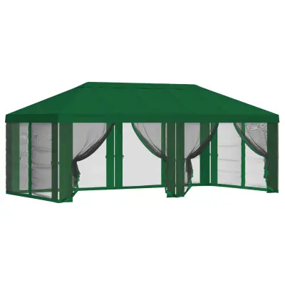vidaXL Pokrov za gazebo s stranskimi stenami 6 x 3 m Zelena Poliester