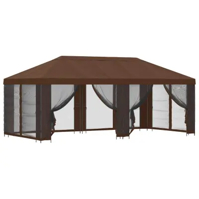 vidaXL Paviljon s stenami 6 x 3 m Rjava Poliester in jeklo 190