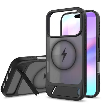 Odprta emb - Ovitek Za iPhone 17 Pro Max kovček,zamrznjeno magnetno sesalno držalo,iPhone 17 Pro Max kovček proti padcu - črna