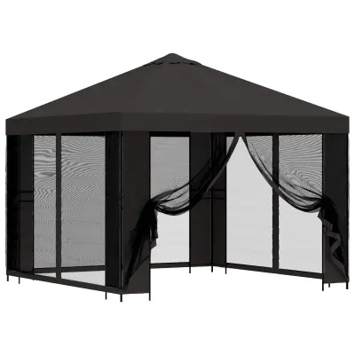 vidaXL Vrtni gazebo s stranskimi stenami 3 x 3 m Antracit