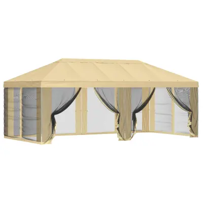 vidaXL Pokrov za gazebo s stranskimi stenami 6 x 3 m Krem Poliester