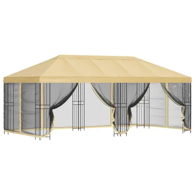 vidaXL Paviljon s stenami 6 x 3 m Krem Poliester in jeklo 190