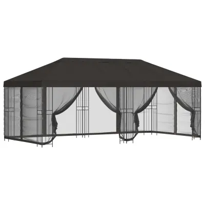 vidaXL Paviljon s stenami 6 x 3 m Antracit Poliester in jeklo 190
