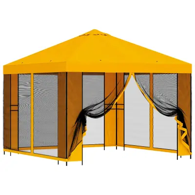 vidaXL Vrtni gazebo s stranskimi stenami 3 x 3 m Rumena