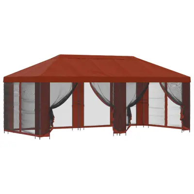 vidaXL Paviljon s stenami 6 x 3 m Terakota Poliester in jeklo 190