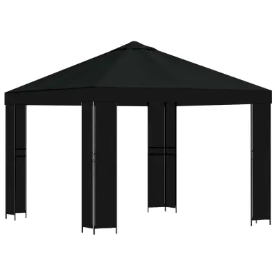 vidaXL Paviljon 3 x 3 m Črna Poliester in jeklo 190