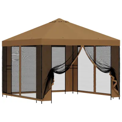 vidaXL Vrtni gazebo s stranskimi stenami 3 x 3 m Bež
