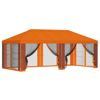 vidaXL Pokrov za gazebo s stranskimi stenami 6 x 3 m Oranžna Poliester