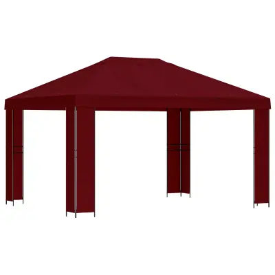 vidaXL Paviljon 4 × 3 m Burgundija Poliester in jeklo 190