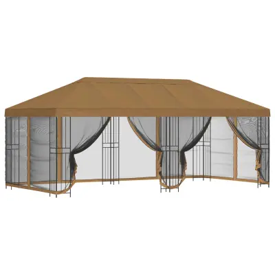 vidaXL Paviljon s stenami 6 x 3 m Bež Poliester in jeklo 190