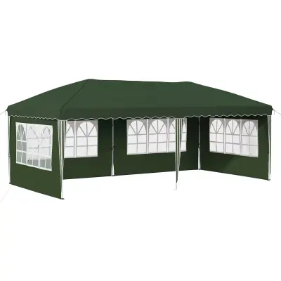 vidaXL Zložljivi šotor za zabave 575 x 289 x 245 cm Zelena
