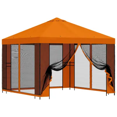 vidaXL Vrtni gazebo s stranskimi stenami 3 x 3 m Oranžna